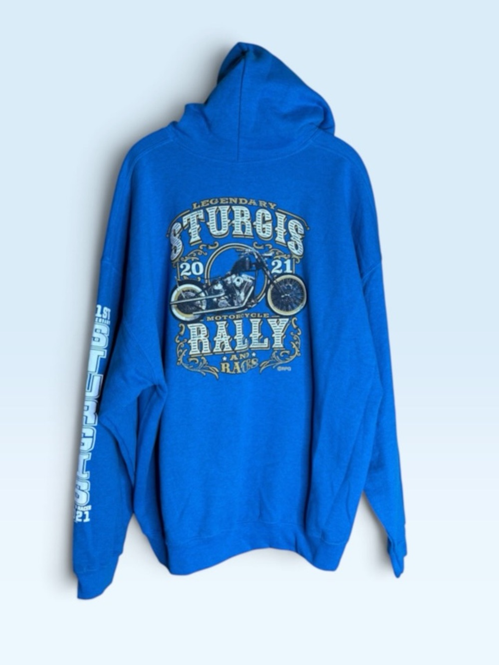 Sturgis 2021 81st Motorcycle Rally Gildan 2XL Blue Graphic Hoodie Biker